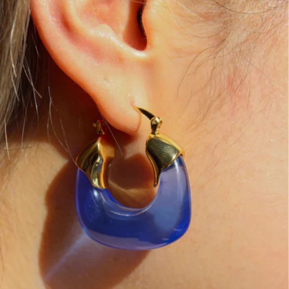 Boho blue hoop earring N164